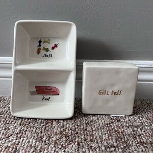 Rae Dunn Trinket Dish And Paperweight Set